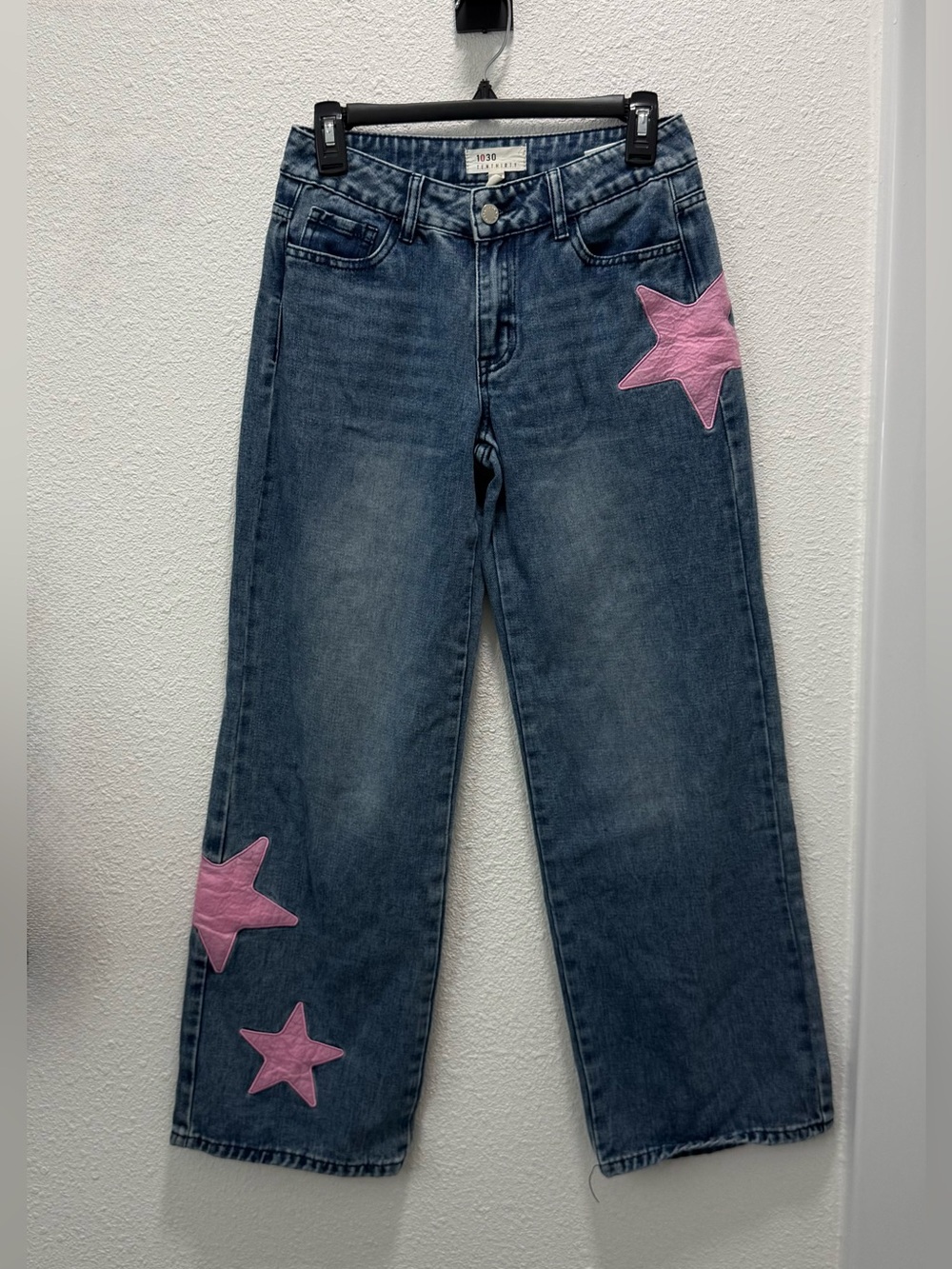 1030 Ten Blue Thirty High Rise Wide Leg With Pink Stars Sz(0/23)